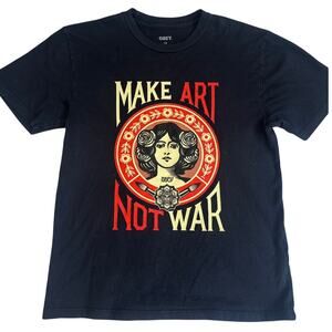 Obey Make Art Not War Graphic Tee Black XS Shepard Fairey Streetwear T Shirt